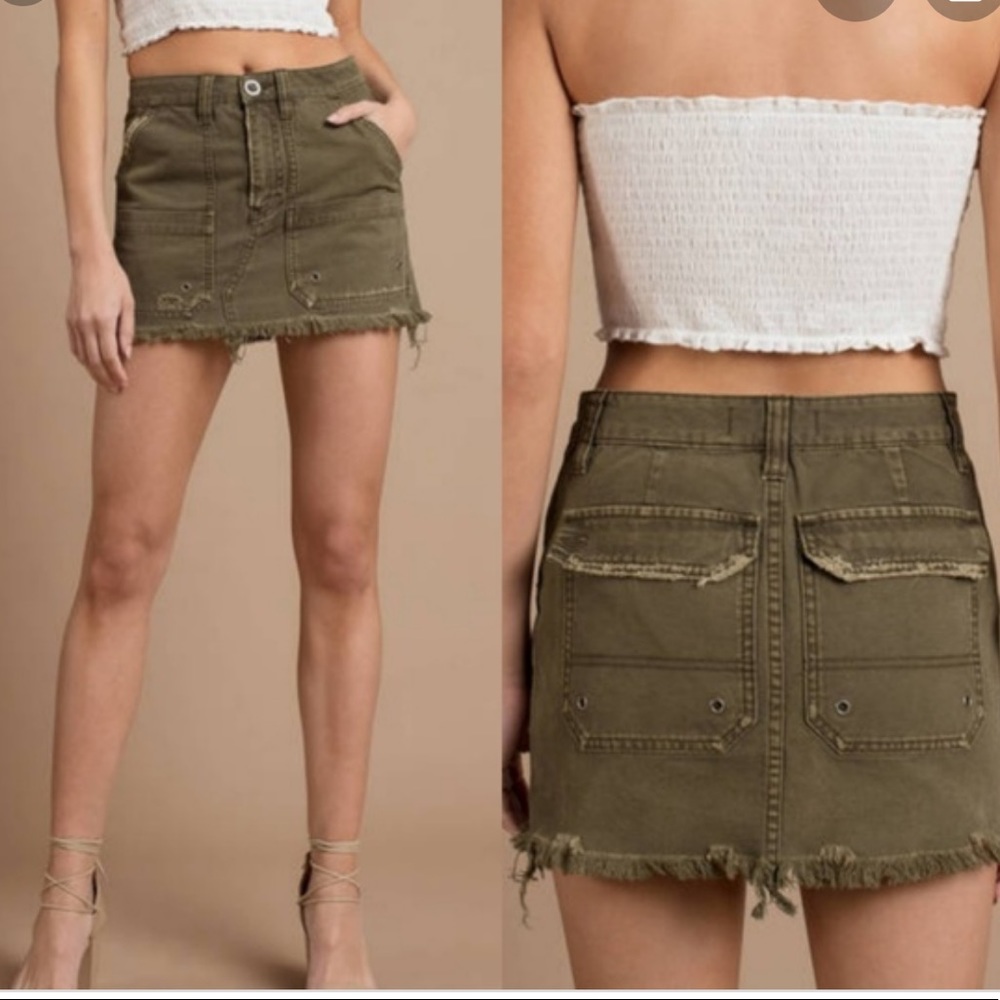 Free People Olive Cargo Skirt